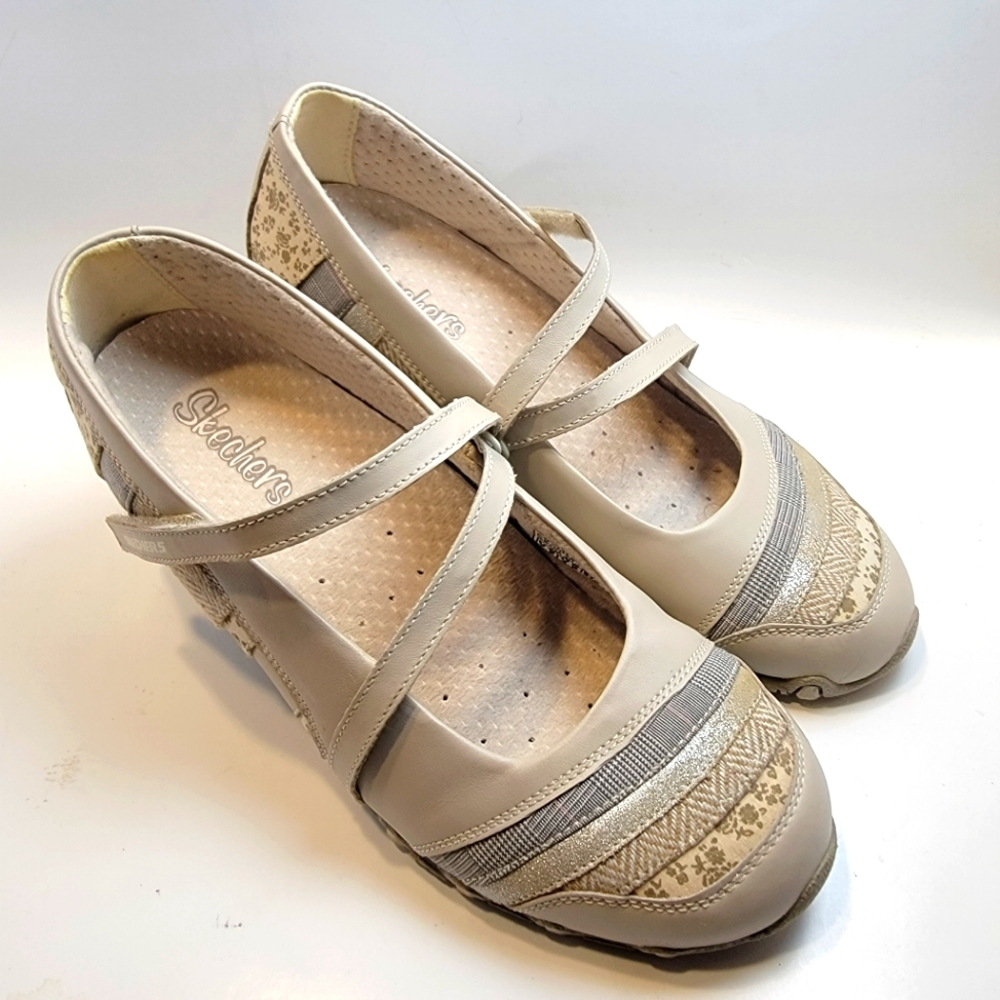 Skechers Patchwork Flats Sneakers Mary Jane Floral Women's 7.5